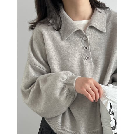 relaxed polo collar knit　/3color　un2155