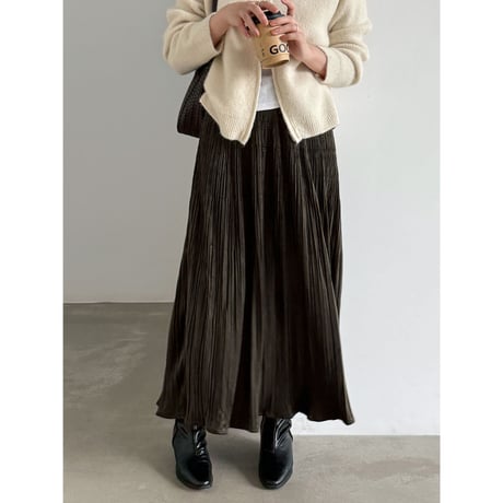 vintage pleated flare long skirt 　/3color　un2166
