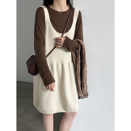 soft balloon knit jumper dress　/4color　un2186