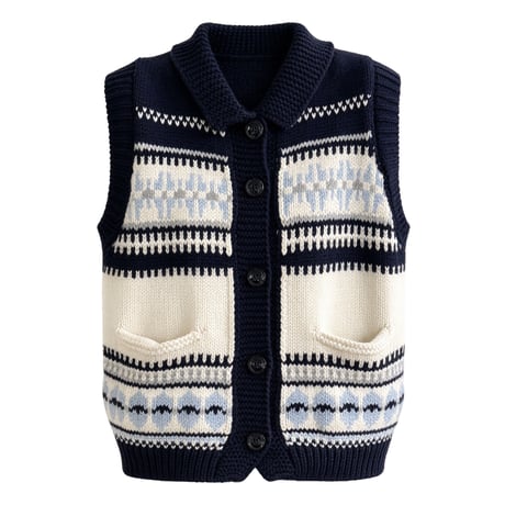 nordic pattern knit vest　un2163