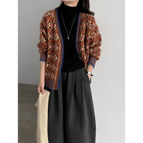 vintage jacquard knit cardigan & pullover　un2158