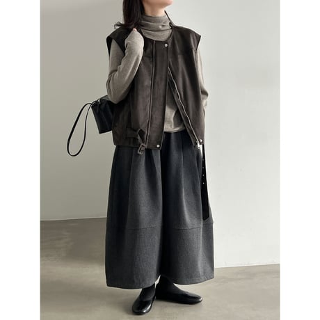 suede touch belted vest　/2color　un2160