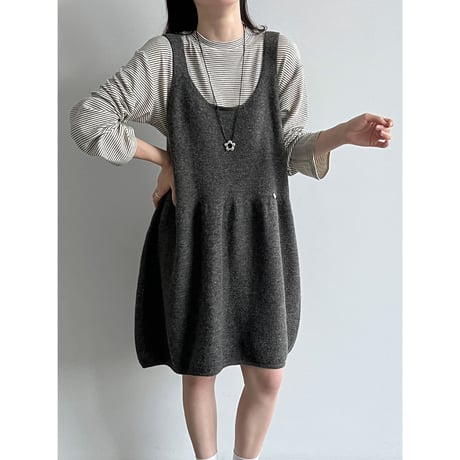 soft balloon knit jumper dress　/4color　un2186
