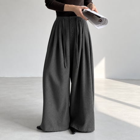 high waist tuck wide leg pants　un2224