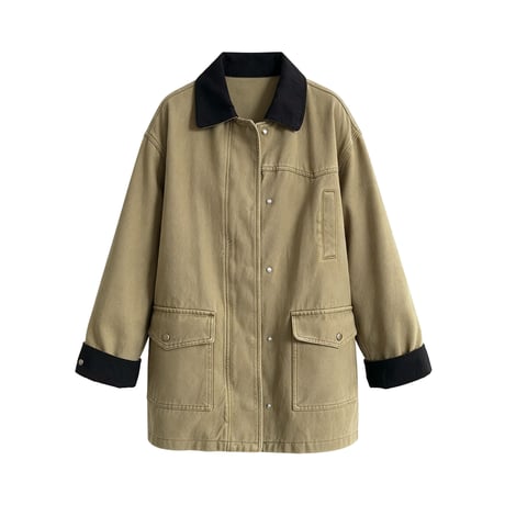 vintage washed contrast collar utility jacket 　/2color　un2165