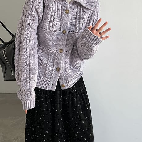 heritage cable knit cardigan　/2color　un2150