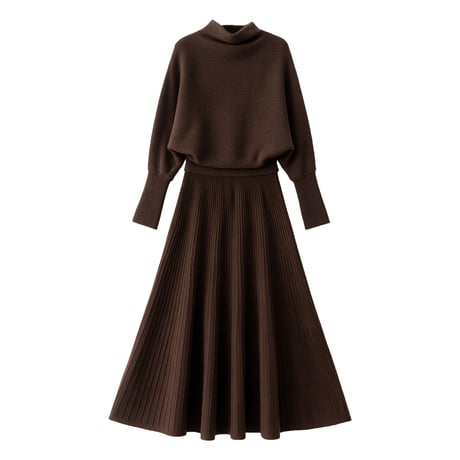 soft rib knit pleated dress　/3color　un2151