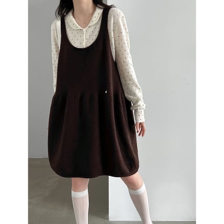 soft balloon knit jumper dress　/4color　un2186