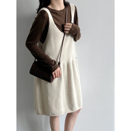 soft balloon knit jumper dress　/4color　un2186