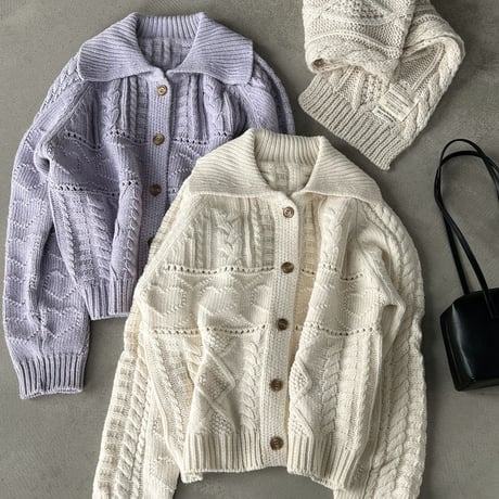 heritage cable knit cardigan　/2color　un2150