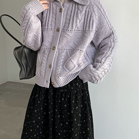 heritage cable knit cardigan　/2color　un2150