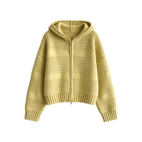 textured knit zip hoodie　/2color　un2170