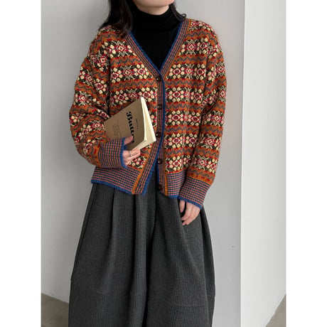 vintage jacquard knit cardigan & pullover　un2158