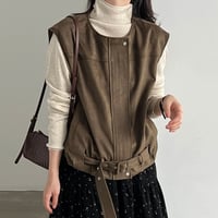 suede touch belted vest　/2color　un2160