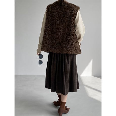 curly faux fur vest　/2color　un2223