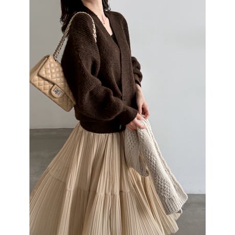 soft brushed v-neck knit cardigan　/3color　un2164