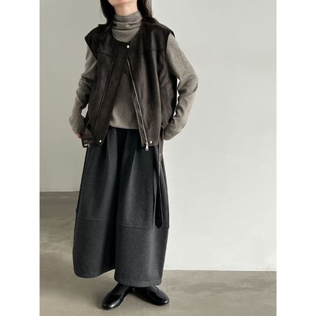 suede touch belted vest　/2color　un2160
