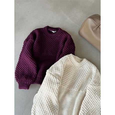 textured chunky knit pullover　/2color　un2172