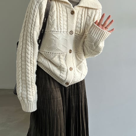 heritage cable knit cardigan　/2color　un2150