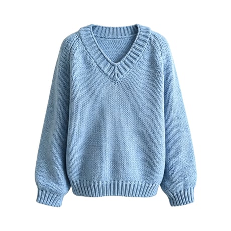 chunky knit v-neck pullover　/2color　un2171