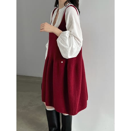 soft balloon knit jumper dress　/4color　un2186