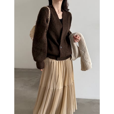 soft brushed v-neck knit cardigan　/3color　un2164