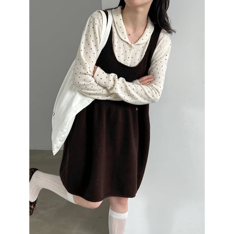 soft balloon knit jumper dress　/4color　un2186