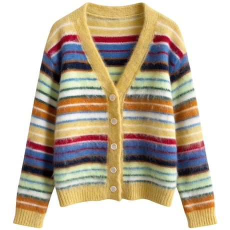 colorful stripe fuzzy cardigan　/3color　un2157