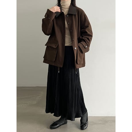 vintage pleated flare long skirt 　/3color　un2166