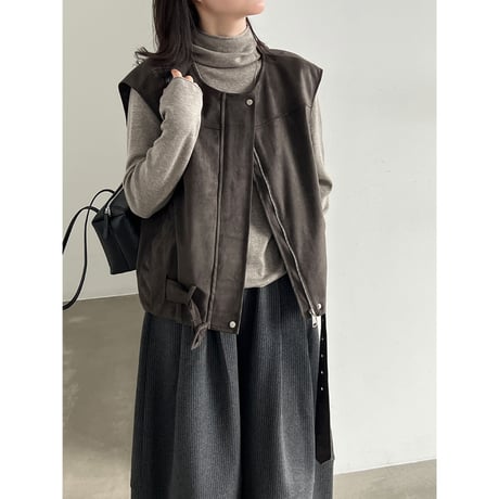 suede touch belted vest　/2color　un2160