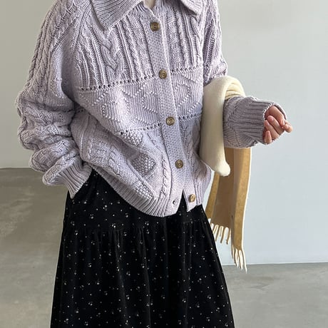 heritage cable knit cardigan　/2color　un2150