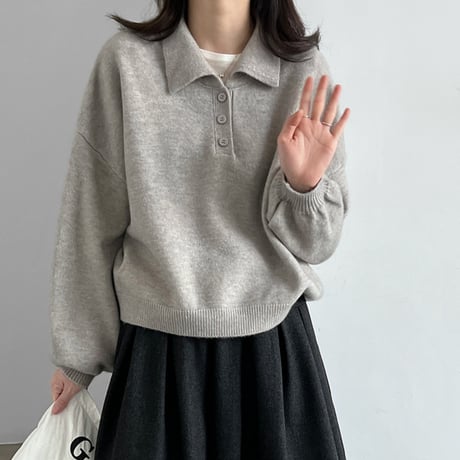 relaxed polo collar knit　/3color　un2155