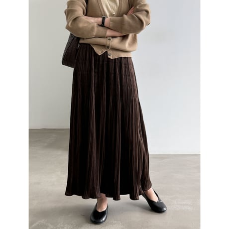 vintage pleated flare long skirt 　/3color　un2166