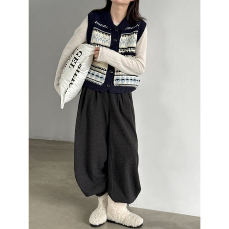 nordic pattern knit vest　un2163