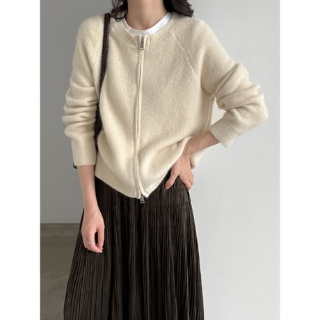 soft knit double zip cardigan　/4color　un2168