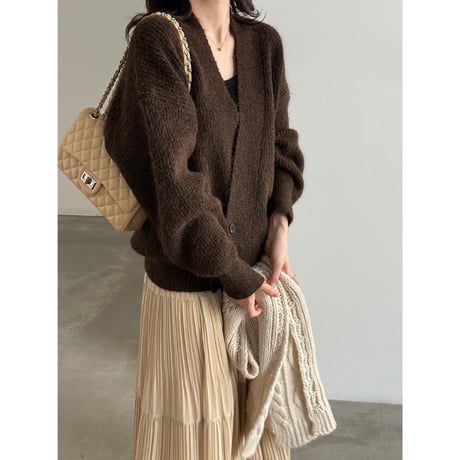 soft brushed v-neck knit cardigan　/3color　un2164