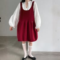 soft balloon knit jumper dress　/4color　un2186