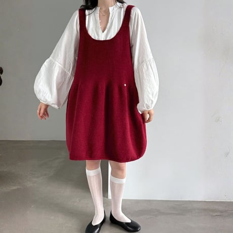 soft balloon knit jumper dress　/4color　un2186