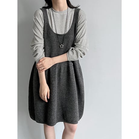 soft balloon knit jumper dress　/4color　un2186