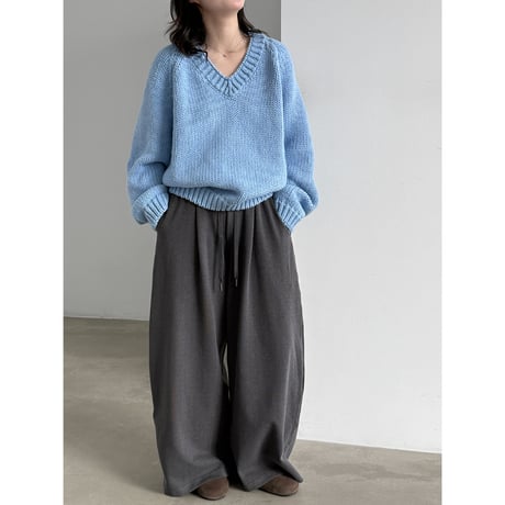 chunky knit v-neck pullover　/2color　un2171
