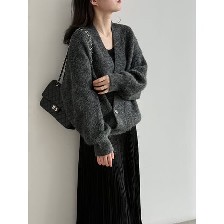 soft brushed v-neck knit cardigan　/3color　un2164