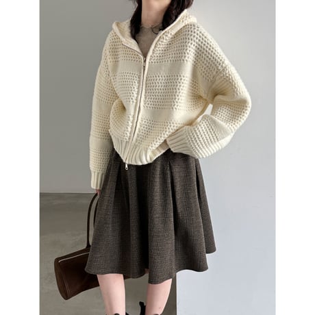 textured knit zip hoodie　/2color　un2170