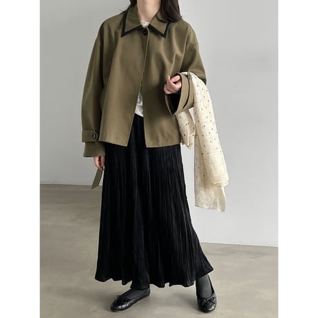 vintage pleated flare long skirt 　/3color　un2166