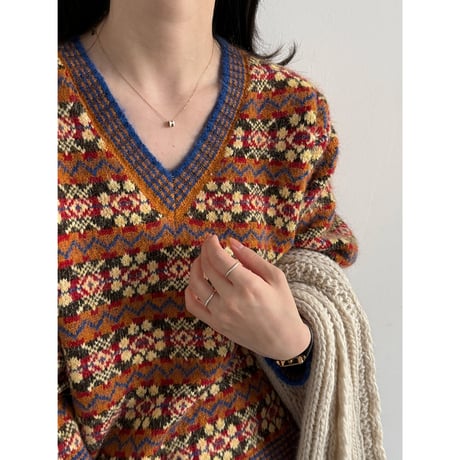 vintage jacquard knit cardigan & pullover　un2158
