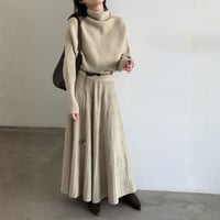 soft rib knit pleated dress　/3color　un2151