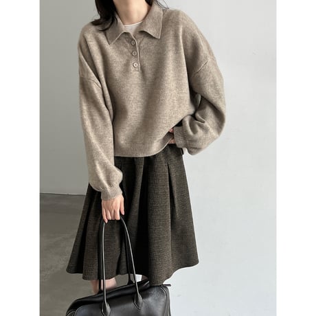 relaxed polo collar knit　/3color　un2155