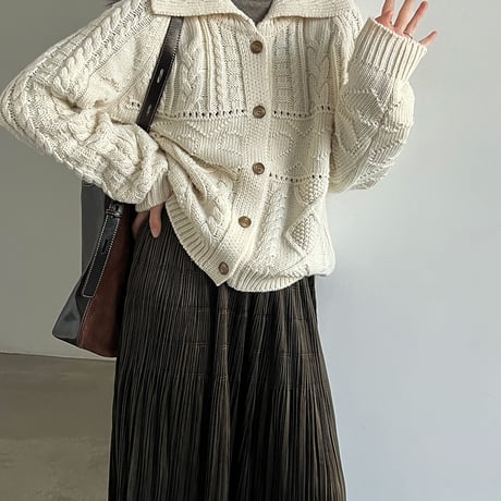 heritage cable knit cardigan　/2color　un2150
