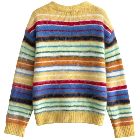 colorful stripe fuzzy cardigan　/3color　un2157