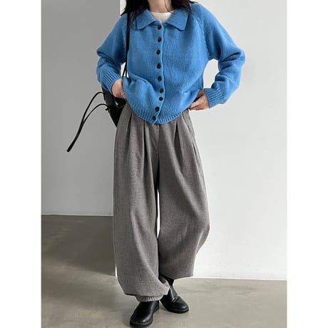 soft collar knit cardigan　/3color　un2156