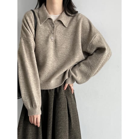 relaxed polo collar knit　/3color　un2155